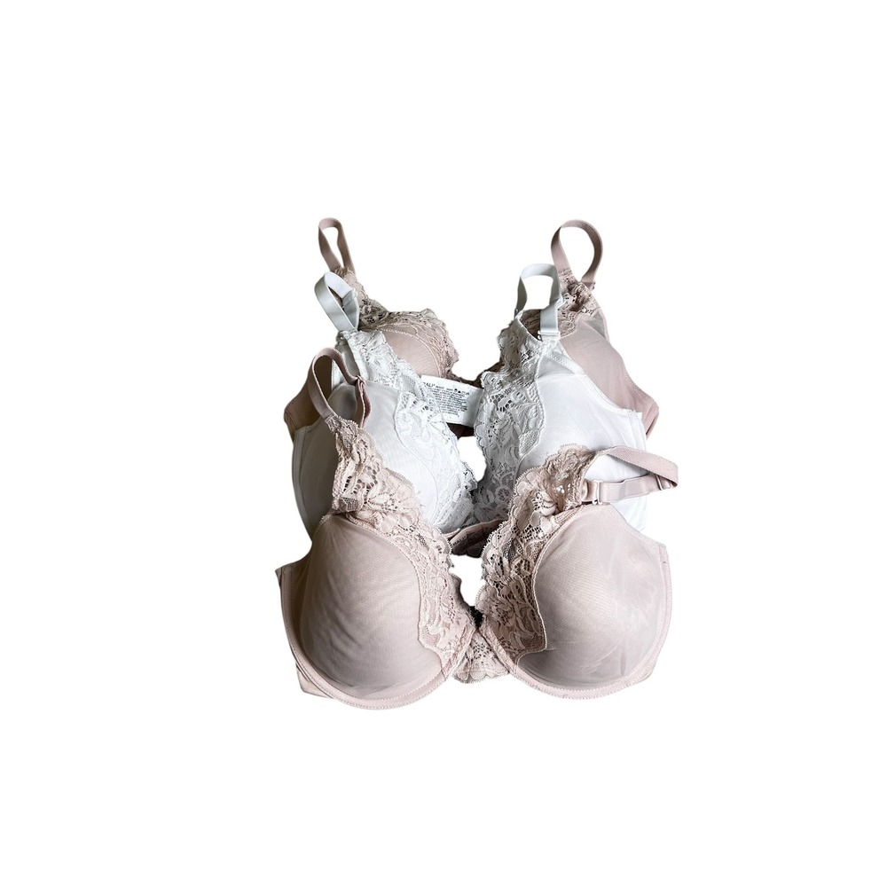 Bali Bra Bundle 36D Underwire Wireless Lace Nude White Mauve 4 Pack 0084 0064